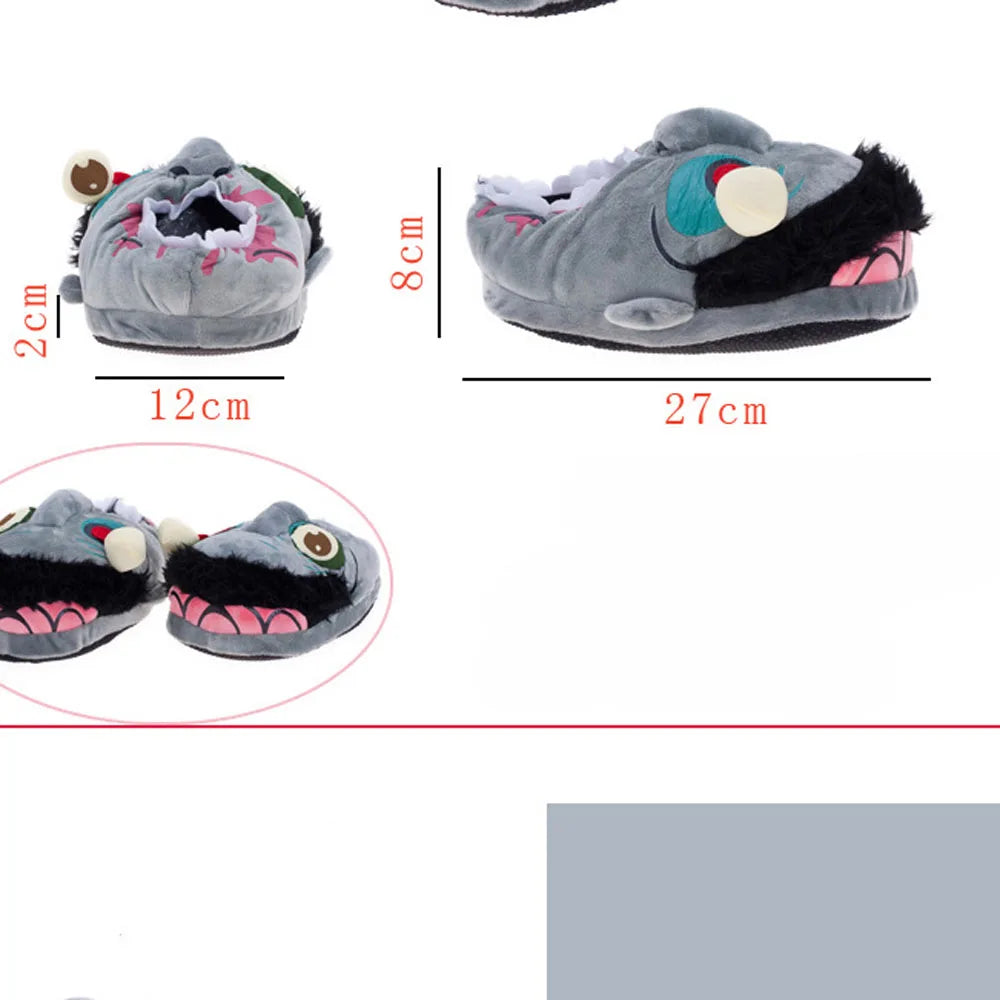 Halloween Zombie Big Mouth Funny Thickened Cloth Bottom Non-Slip Bottom Slippers Women Men Warm Cartoon Cotton Slippers Shoes Good Vibrations