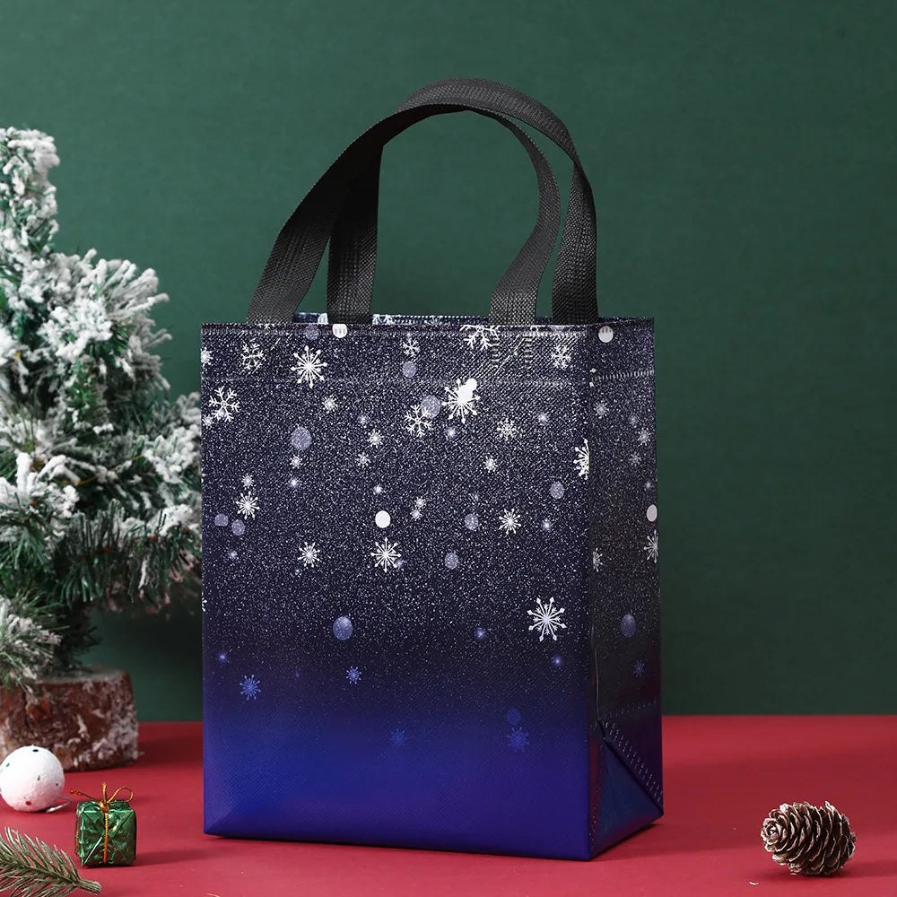 Christmas Gift Bags Non-Woven Christmas Bags Christmas Decorations for Home 2024 Navidad Natal Gifts New Year 2025 Packing Bag Good Vibrations