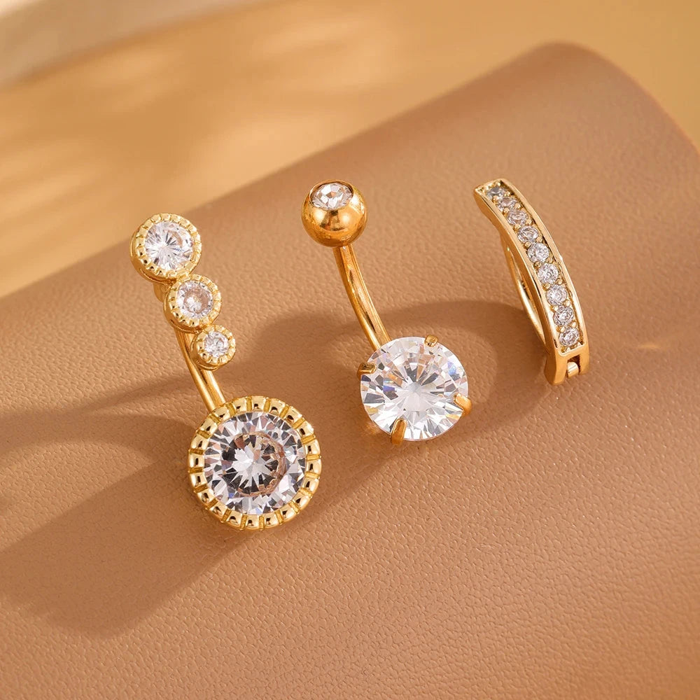 3pcs Gold Color Heart Butterfly Dangled Belly Piercing Sets 14G Stainlees Steel Navel Jewelry for Women Girls Body Belly Rings Good Vibrations Adult Super Store