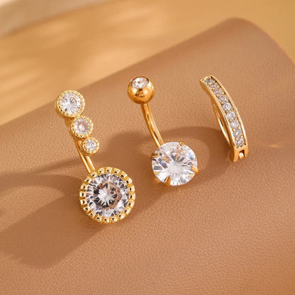 3pcs Gold Color Heart Butterfly Dangled Belly Piercing Sets 14G Stainlees Steel Navel Jewelry for Women Girls Body Belly Rings Good Vibrations Adult Super Store