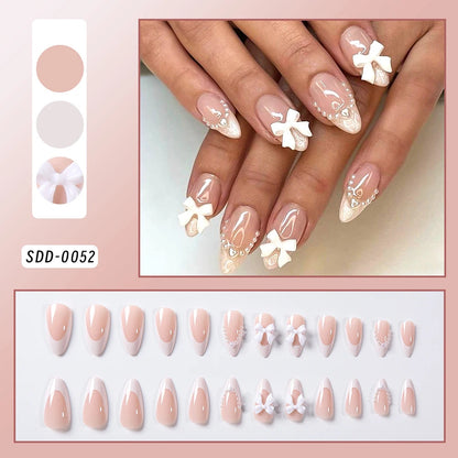 24Pcs Short Square Coffin False Nails French Glitter Wearable Fake Nails Acrylic Full Cover Women Ballet Press on Nails Tips Good Vibrations
