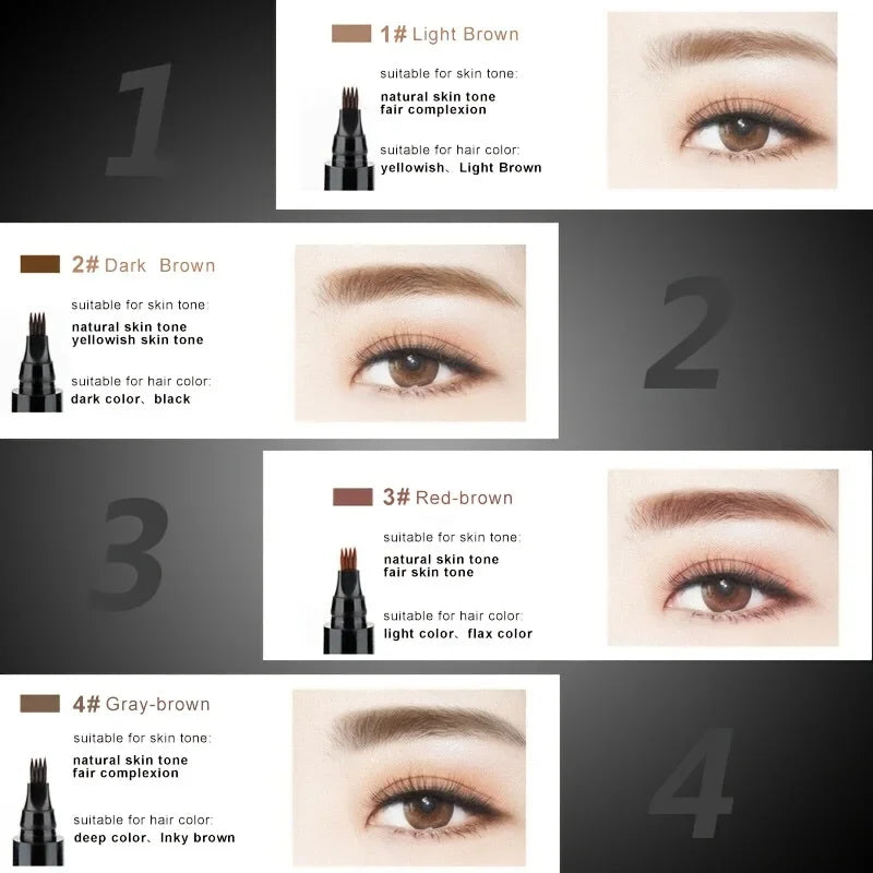 4D Microblading Eyebrow Pen 4 Forks Tip Eyebrow Tattoo Pencil Long Lasting Fine Sketch Liquid Eye Brow Make Up Good Vibrations