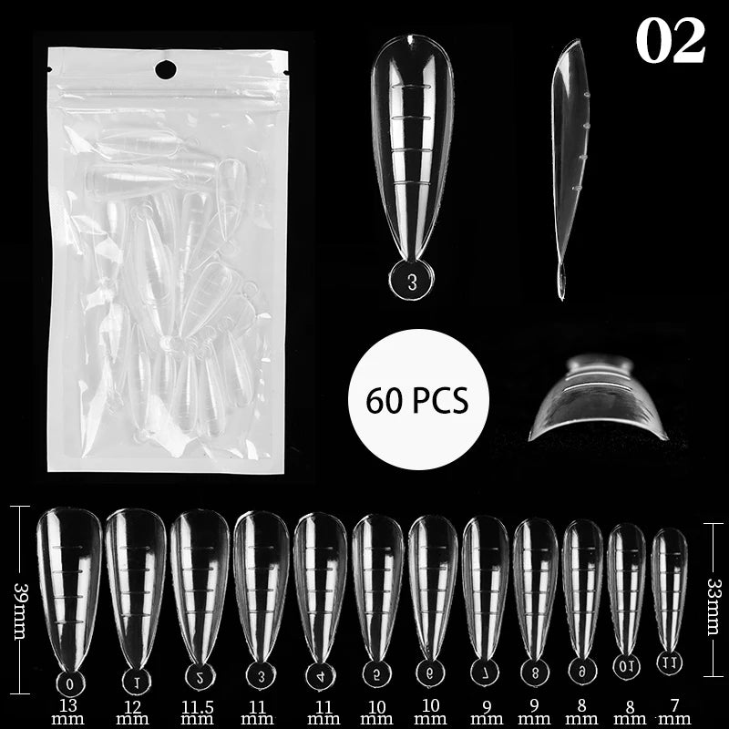 100Pcs/box Full Cover Sculpted Nail Tips Fake Finger Nails Extension Tip Quick Building Mold False Tips For Manicuring Tool Set Good Vibrations