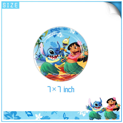 Disney Lilo Stitch Theme Birthday Party Supplies Tableware Set Children Birthday Party Cutlery Decoration Napkin Paper Cup Good Vibrations