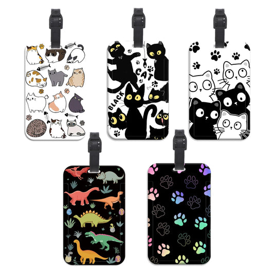 Cute Cats Plastics Baggage Tag Dinosaur Suitcase Backpack Anti-Lost Listing ID Card Holder Fashion Luggage Accessories Gifts Good Vibrations