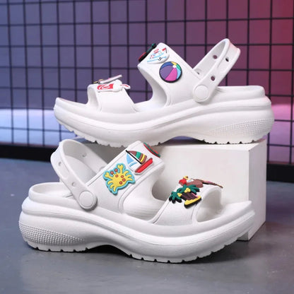 Sandals for Women 2023 Korean Wedge Platform High Heels Ladies Shoes Outdoor Beach Peep Toe Non-slip Sandalias De Mujer Good Vibrations