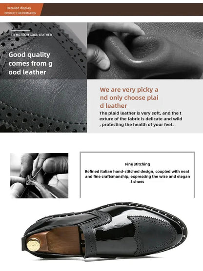 Fashionable Formal Men Shoes Lightweight Outdoor Loafers Thick Soled Wear-resistant Leather Shoes Black Gold andSilverSizes38-48 Good Vibrations