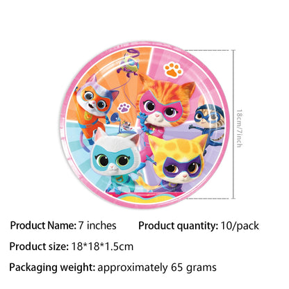 Superkitties Happy Birthday Party Decor Paw Meow Cat Super Kitties Tableware Tablecloth Plate Cup Gift Set Kid Party Supplie Toy Good Vibrations