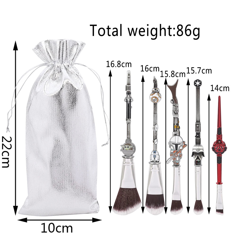5pcs/set Star Wars Makeup Brush Bb8 Robot Yoda Baby Makeup Brush Spaceship Model Gift Professional Makeup Tool Set Good Vibrations