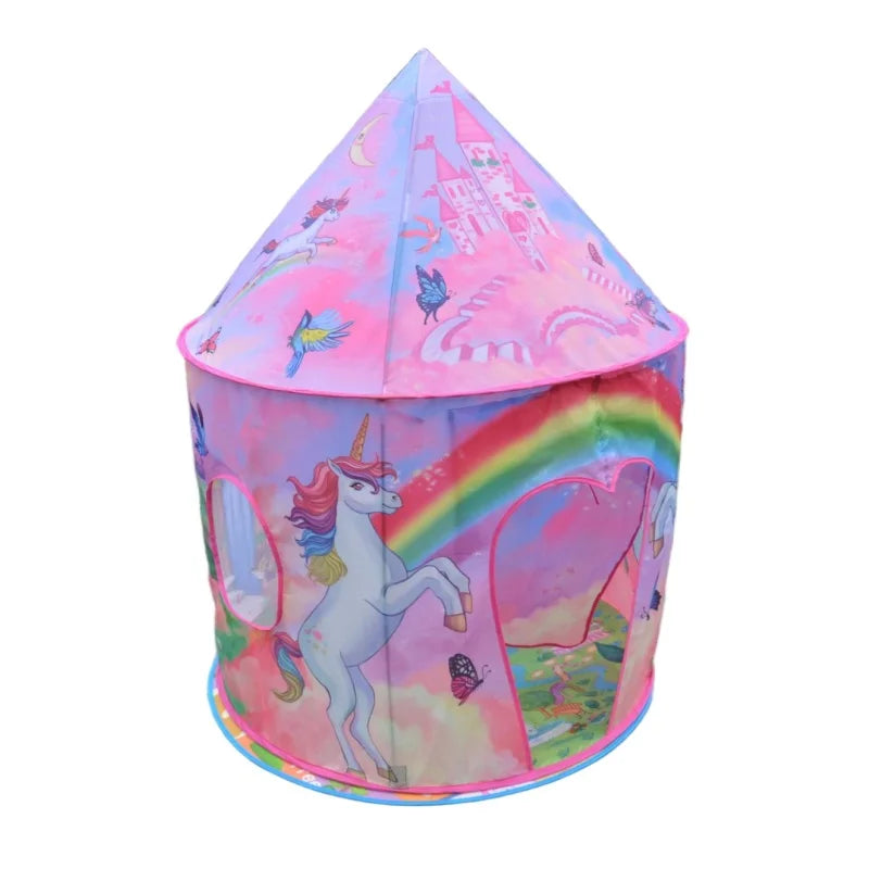 A 50inX40in Rainbow Unicorn Castle Kids' Tent, A Foldable Playhouse For Children to Play and Have Fun Good Vibrations