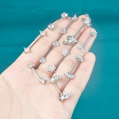 1pair Nipple Piercing Stainless Steel Nipple Rings CZ Butterfly Heart Nipple Barbell For Women Girls 16G Body Piercing Jewelry Good Vibrations