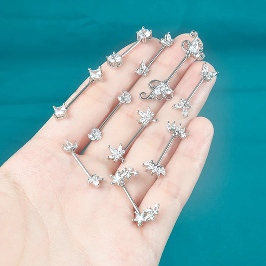 1pair Nipple Piercing Stainless Steel Nipple Rings CZ Butterfly Heart Nipple Barbell For Women Girls 16G Body Piercing Jewelry Good Vibrations
