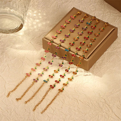 Charm Cherry Bracelet For Women Retro Bohemian Stainless Steel Bracelet For Girls Party Holiday Fashion Jewelry Gift Good Vibrations