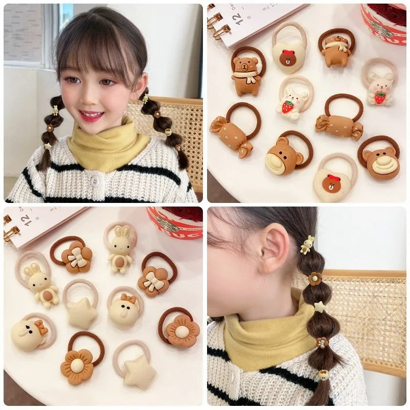 Kawaii Cartoon Baby Small Scrunchies Cute Children Girls Kids Elastic Hair Rubber Bands Accessories Tie Hair Ring Rope Headdress Good Vibrations