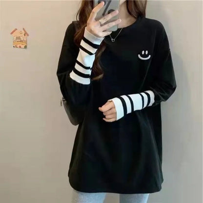 T Shirts Female Long Sleeve Clothes Autumn Tees Spring Top for Women Harajuku Original Causal Luxury Vintage Causal O Pulovers Y Good Vibrations