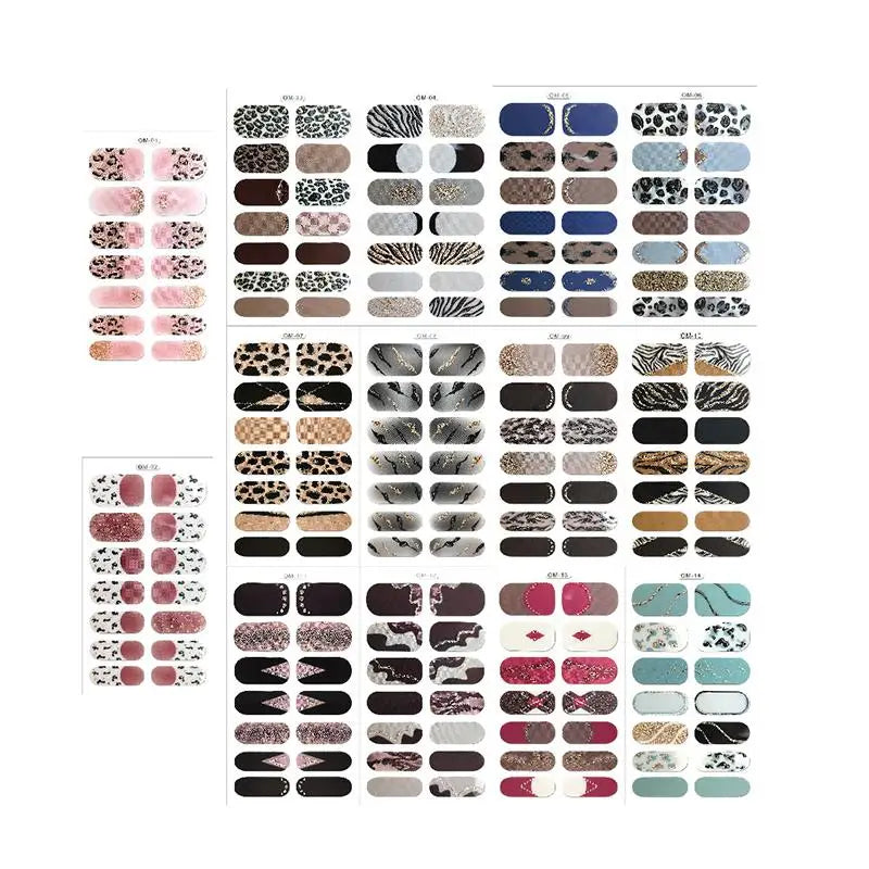 14 Strips Leopard Print Semi-Cured Gel Nail Decals 3D Gradient Waterproof Full Cover Flakes Nail Sticker DIY Adhesive Nail Wraps Good Vibrations
