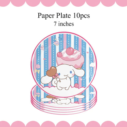 Cartoon Cinnamon Dog Birthday Decoration Mascot Disposable Tableware Plate Tablecloh Cup Baby Shower Girls Party Supplies Good Vibrations
