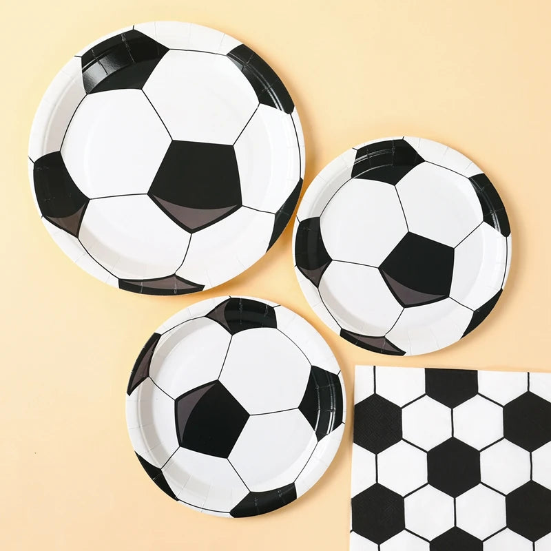 Football Party Disposable Tableware Boys Kids 1st Birthday Party Decorations Sports Soccer Theme Birthday Party Supplies Decor Good Vibrations