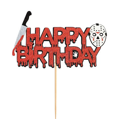 Cake Topper Blood Knife Mask Ghost Face DIY Halloween Cupcake Toppers Ghost Cake Flags Kids Birthday Killer Party Baking Decor Good Vibrations