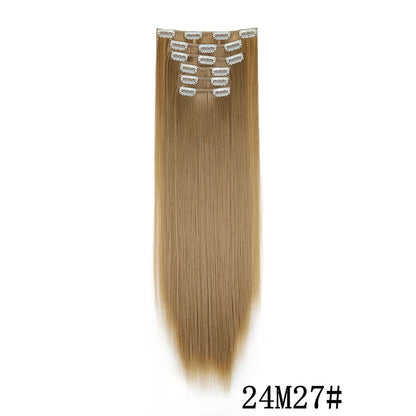 Synthetic Clips in Hair Extensions Long Straight Hairstyle Blonde Black Hairpieces Heat Resistant False Hair Daily Use Good Vibrations