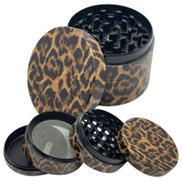 40/50mm Leopard Print Herb Grinder 4-layer Pepper Mill Salt Spice Mortar Metal Tobacco Grass Raw Grinder Smoking Kitchen Tool GOOD Vibrations Adult Super Store