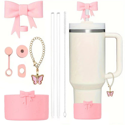 9pcs Accessories Set for Stanley Cup 30oz/40oz Spill Proof Stopper Flowers Straw Cover Silicone Boot Charm Butterfly Chain Good Vibrations Adult Super Store