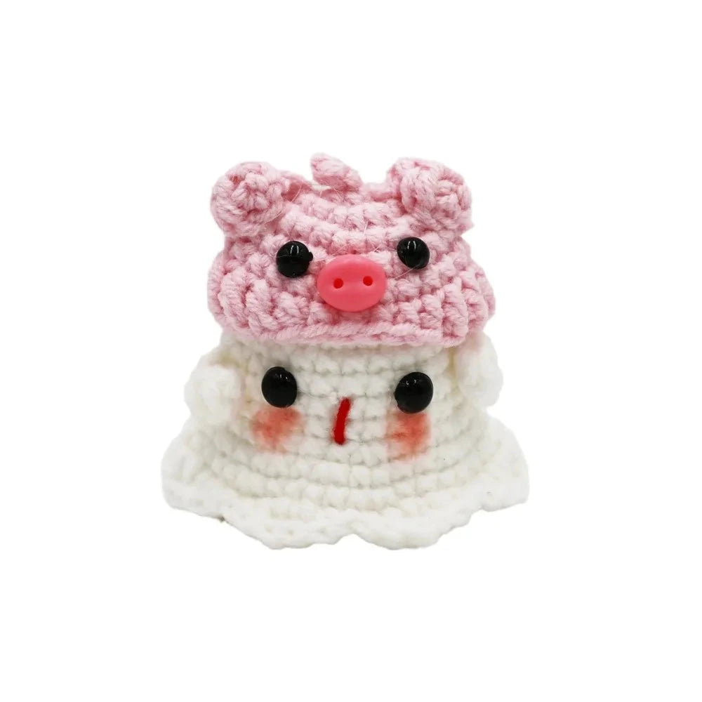 Handmade Knitting Ghost Keychain Creative Crochet Little Ghost Key Pendant Car Keyring Colorful Headwear Good Vibrations