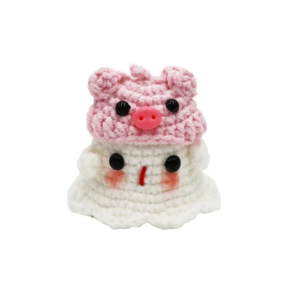 Handmade Knitting Ghost Keychain Creative Crochet Little Ghost Key Pendant Car Keyring Colorful Headwear Good Vibrations