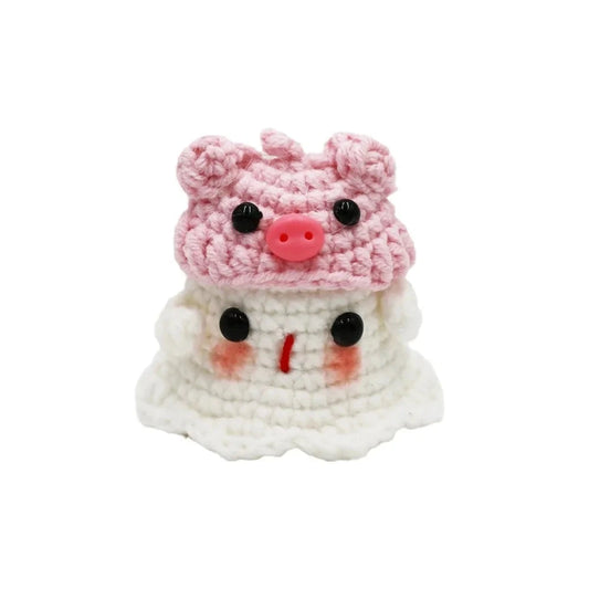 Handmade Knitting Ghost Keychain Creative Crochet Little Ghost Key Pendant Car Keyring Colorful Headwear Good Vibrations