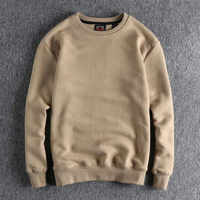 Autumn Winter American Retro Heavyweight Velvet Solid Color Sweatershirt Men's Fashion Pure Cotton Washed Youth Pullover Hoodies Good Vibrations