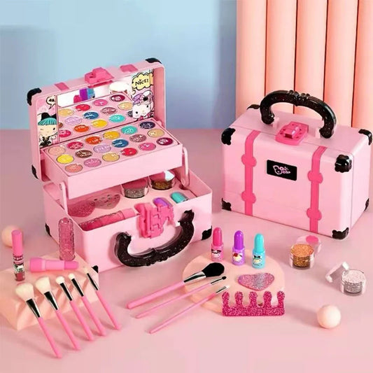 Children Makeup Cosmetics Pretend Playing Box Princess Make Up Girl Toy Play Set Lipstick Eye Shadow Safety Nontoxic Kit Toy Kid Good Vibrations