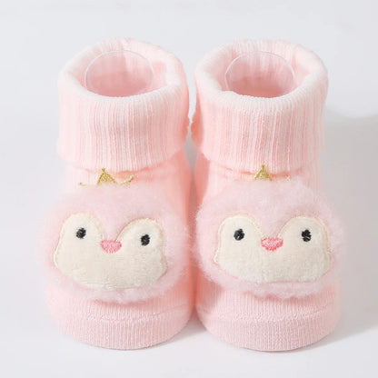 0-6 Months Socks for Newborns Baby Girls Boys Soft Cotton Socks Spring Autumn Cute Cartoon Animal Doll Infant Floor Sock Good Vibrations