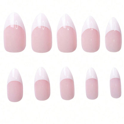 360Pcs/box Glossy Soft Gel Pink French Nail Tips Medium Almond White Simple Press On Nails 10Grids Huge Capacity False Nails*& Good Vibrations