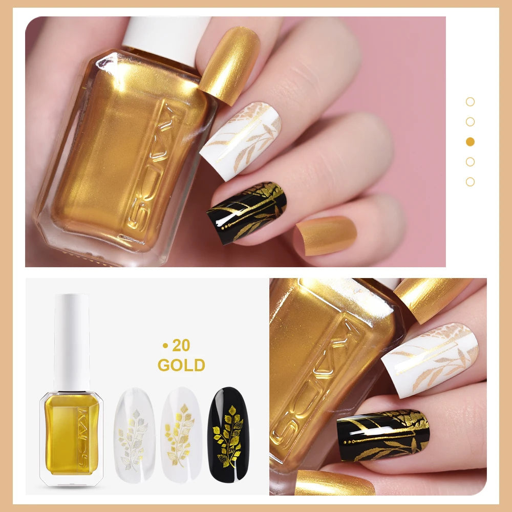 KADS 24 Colors Stamping Nail Polish Black White Gold Silver Nail Art Printing Varnish for Stamp Plate Nail Polish Lacquers Good Vibrations