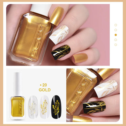 KADS 24 Colors Stamping Nail Polish Black White Gold Silver Nail Art Printing Varnish for Stamp Plate Nail Polish Lacquers Good Vibrations