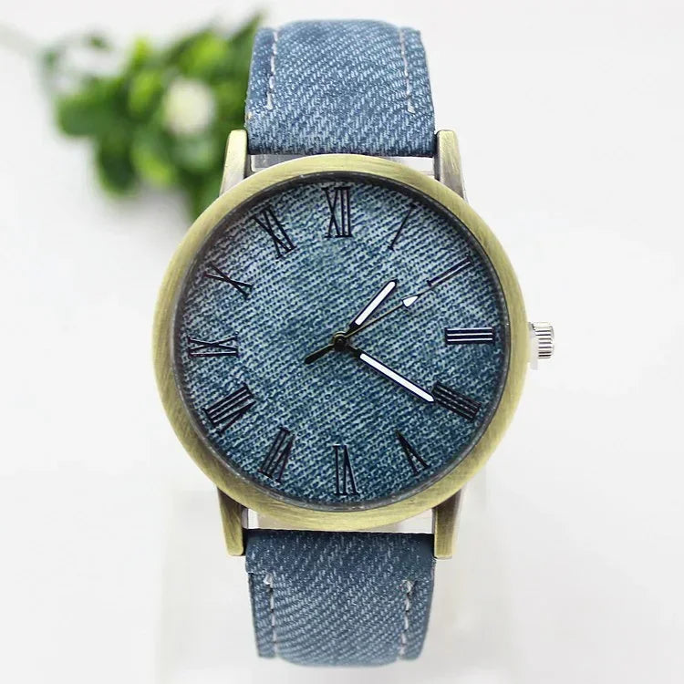 New Fashion Men Casual Quartz Watch Women Jean Fabric Leather Strap Dress Watches Relogio Feminino Ladies Wristwatch Hot Clock Good Vibrations