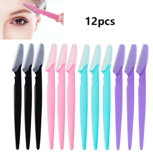 6/12Pcs Mix Color Eyebrow Razor Women Face And Body Safe Trimmer Hair Shaver Eye Brow Remover With Cover Small Makeup Tools Set Good Vibrations