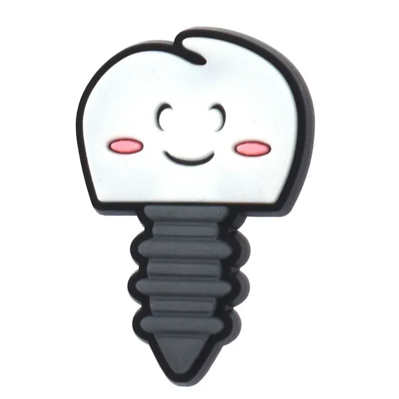 Shoe Charms for Crocs Accessories Q Edition Teeth Shoes Charm for Croc Decorations Pins Men Accessory Jeans Woman Clogs Clips Good Vibrations