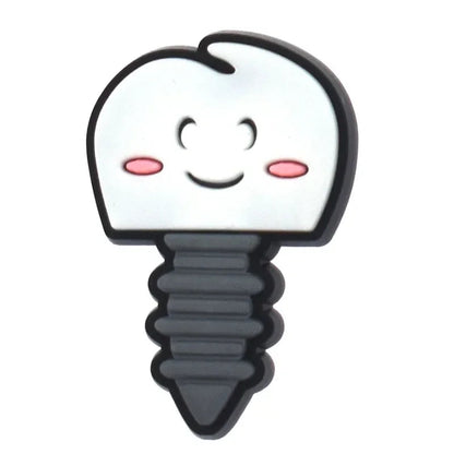Shoe Charms for Crocs Accessories Q Edition Teeth Shoes Charm for Croc Decorations Pins Men Accessory Jeans Woman Clogs Clips Good Vibrations