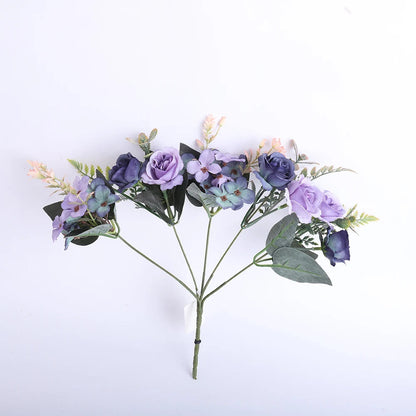 Beautiful Roses Autumn Artificial Flowers Silk Peony Hydrangea Big Bride Bouquet Wedding Home Party DIY Decoration Fake Flowers Good Vibrations