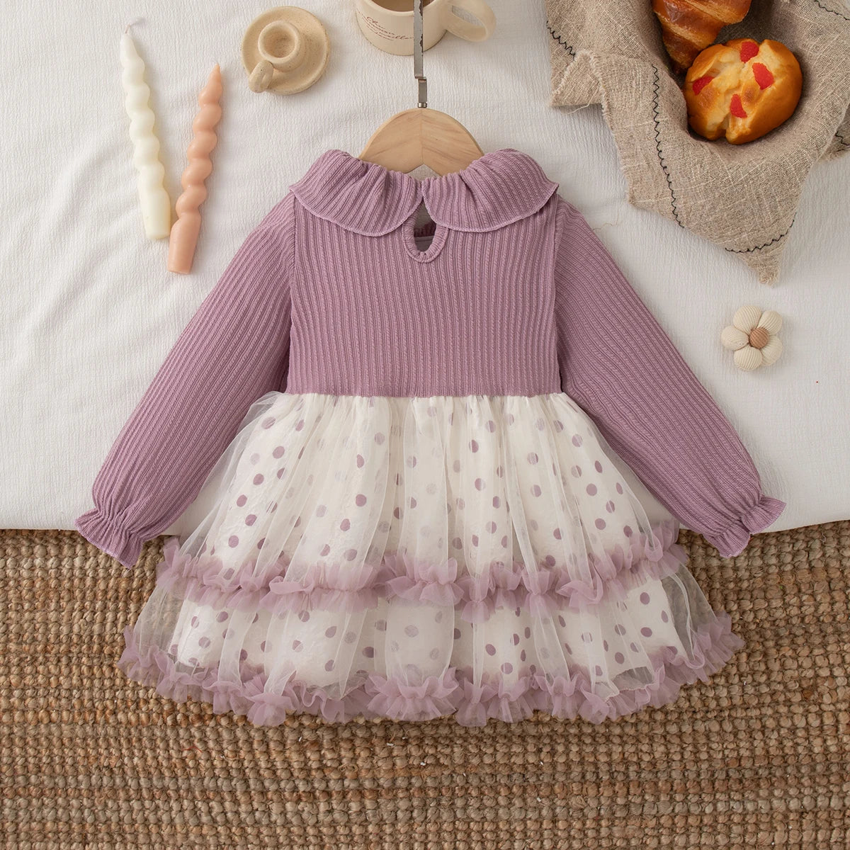 Autumn New Christmas Party Baby Girl Dress, Cute Polka Dot Children'S Clothing Suitable For Babies Aged 6 Months To 3 Years Old Good Vibrations