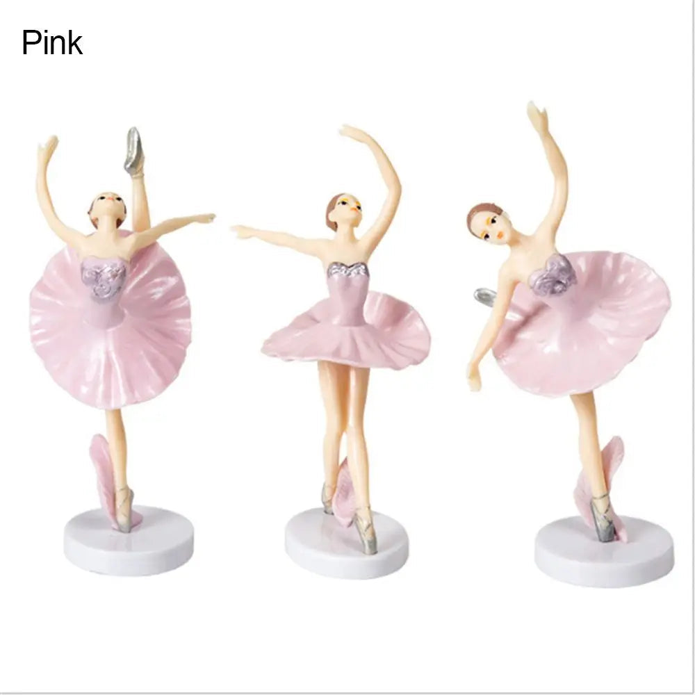 3Pcs Baby Shower Birthday Supplies Cake Decor Party Baking Girl Doll Cake Topper Cupcake Topper Ballet Girls Good Vibrations