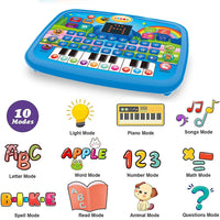 Kids’ Education Tablet Toy, Age 3+ Literacy Math Music Learning, Doubles as Electronic Keyboard, Birthday Christmas Gift Good Vibrations