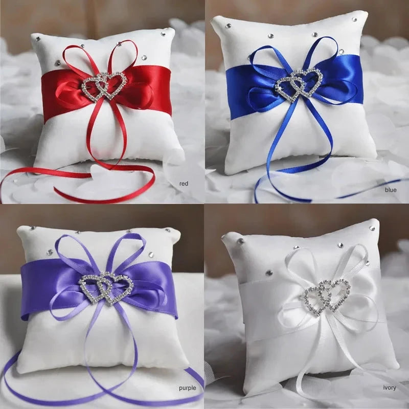 Pocket Ring Decoration Ribbon Pearls Ring Pillow Bridal Wedding Ceremony Pocket Ring Pillow Cushion Bearer with Ribbons Good Vibrations