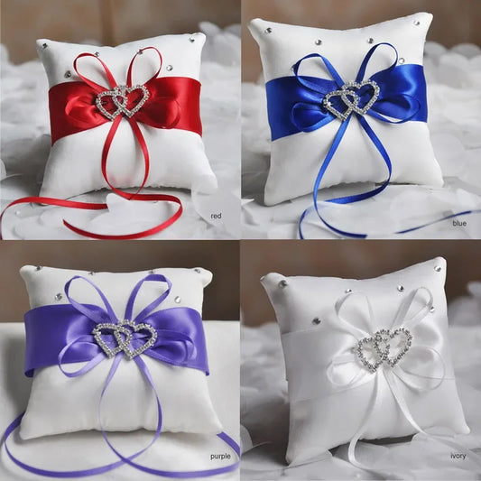 Pocket Ring Decoration Ribbon Pearls Ring Pillow Bridal Wedding Ceremony Pocket Ring Pillow Cushion Bearer with Ribbons Good Vibrations