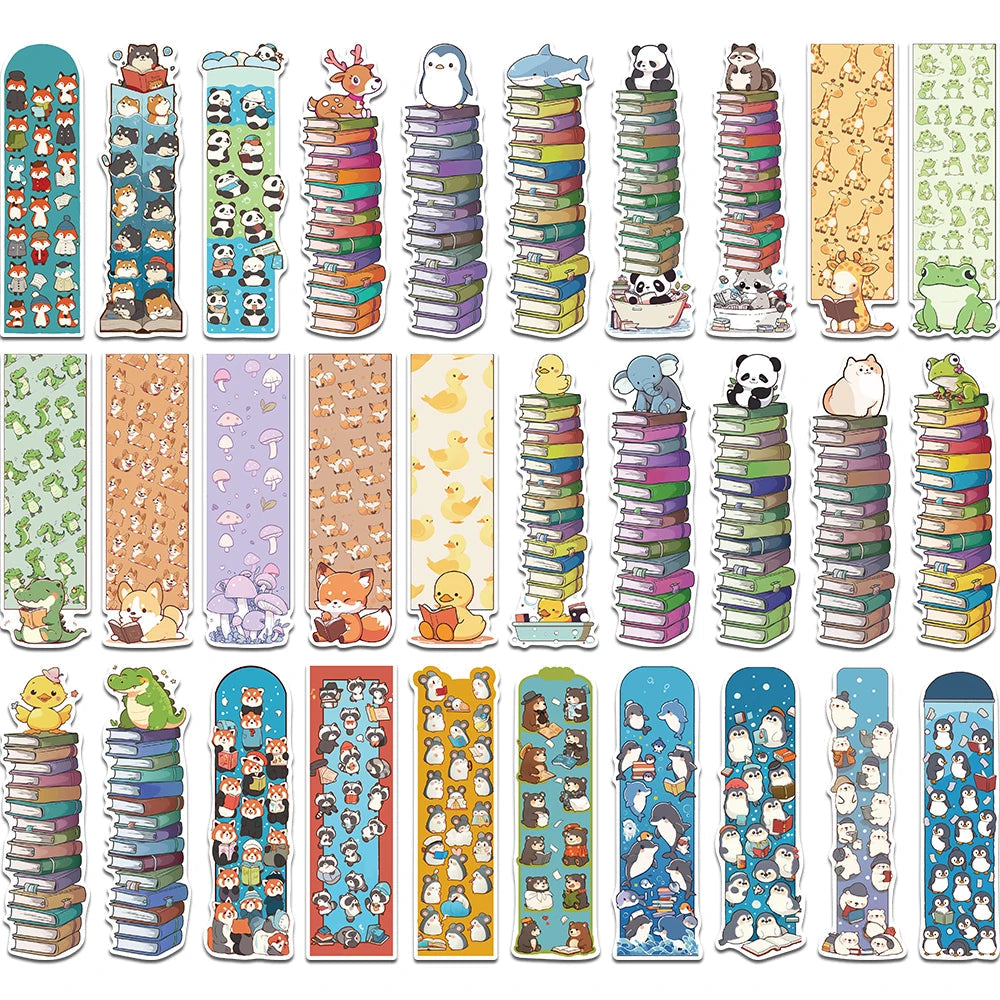 30pcs Cartoon Cute Animals Bookmarks Reading Books Tagged Students Stationary Supplies DIY Aesthetic Bookmarks Creative Gifts Good Vibrations