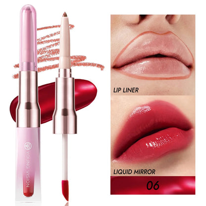 YOUNG VISION 6 Color Double-ended Lip Liner and Lip Gloss Shaping Waterproof to Create Beautiful Lip Makeup Good Vibrations