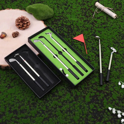 Golf Pen Set Mini Desktop Golf Ball Pen Gift Includes Putting Green 3 Clubs Pen Balls and Flag Desk Games Golf Accessories Good Vibrations