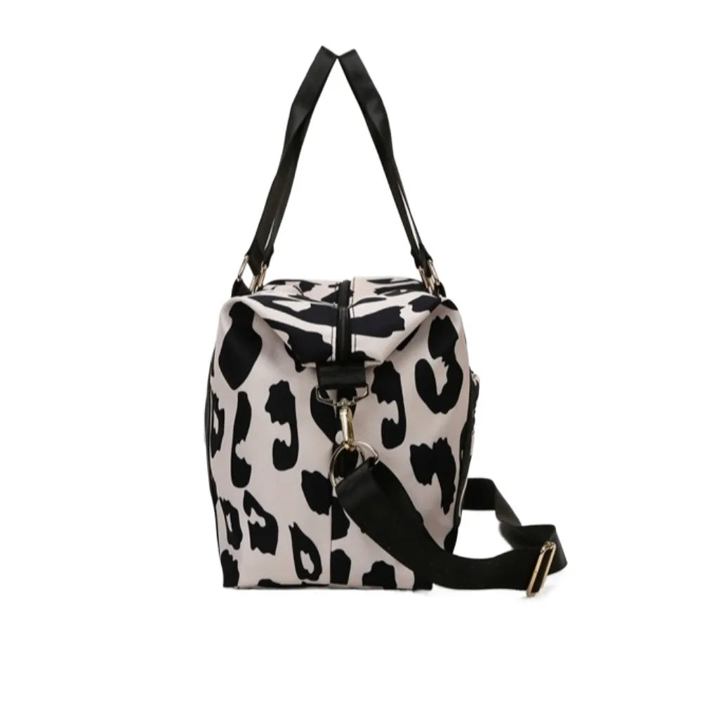 Oxford Leopard Print Duffle Bag Multi-functional Underarm Bag Fitness Shoulder Bag Large Capacity Tote Bag Luggage Handbag Good Vibrations