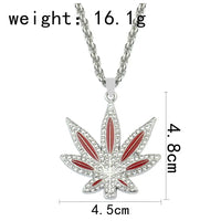 Rhinestone Weed Pendant Necklace Maple Leaf Necklaces Gold Color Chains for Women men Male Steampunk Jewelry Good Vibrations Adult Super Store